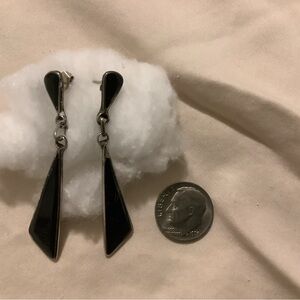Elegant Sterling Silver and Black Onyx Dangle Earrings